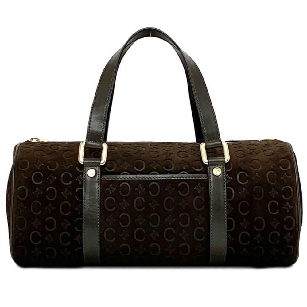 Celine Handbag brown Macadam Boston bag suede leather shoulder